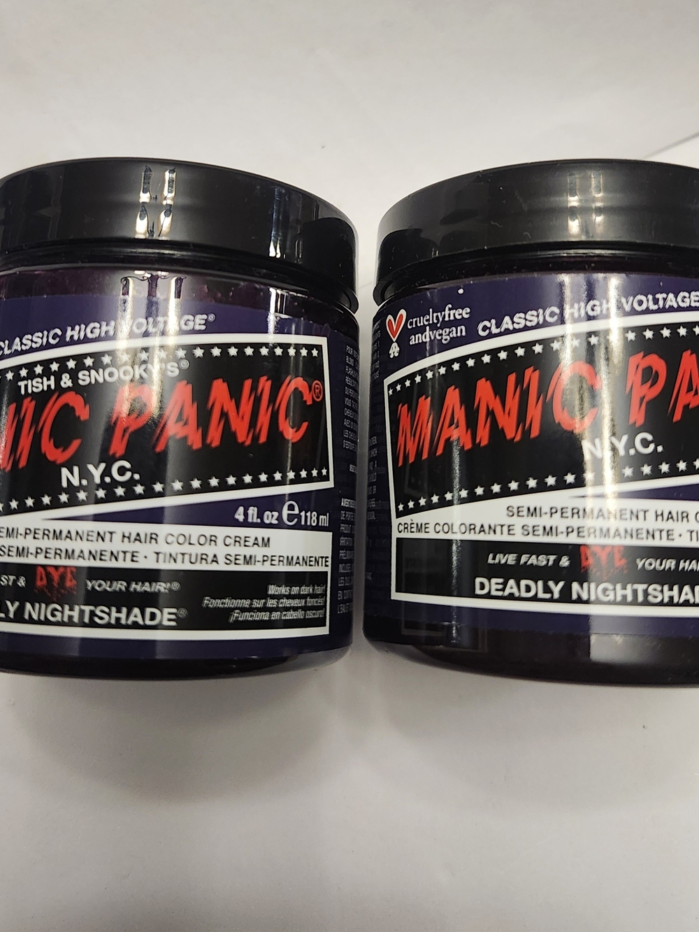 2 New Manic Panic Deadly Nightshade Semi-Permanent Hair Color - Deep Purple